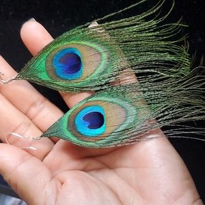 Small,Peacock Feather Earrings.